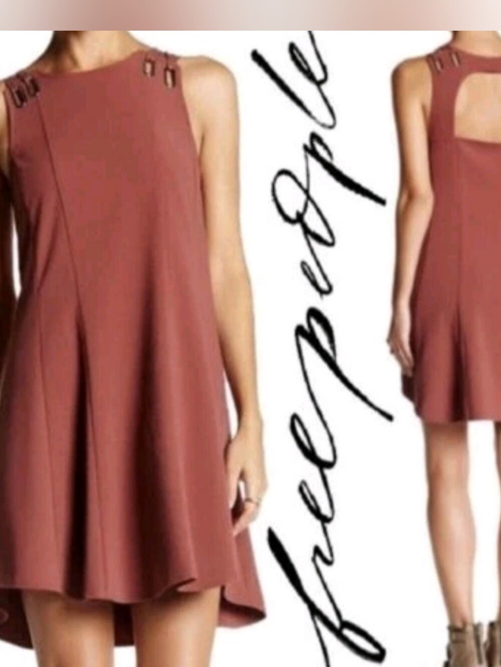 Free People Baby Love Trapeze Mini Dress Sz S NWTBurgundy Grunge Boho Babydoll